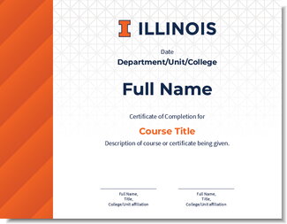 Example of a Complation Certifcate for Single Course