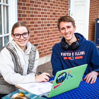 Students working on laptop