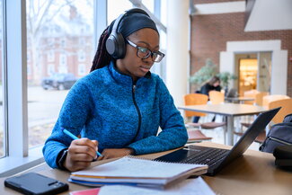 Student working on laptop
