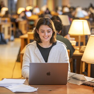 Student working on laptop